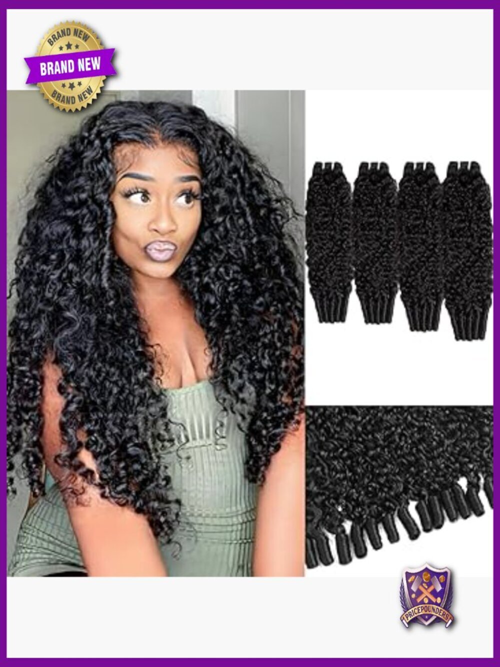 Virgin Burmese Curly Hair Bundles 4pcs 14-20in Wet & Wavy